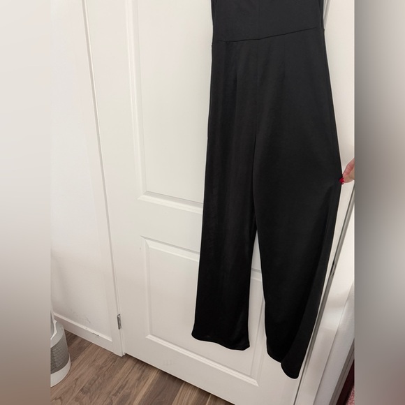 BNWT ZARA Black Shiny Jersey Effect Straight Leg Spaghetti Strap Jumpsuit Small - Picture 8 of 9